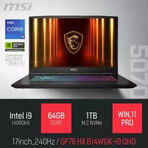 ⓒ MSI 소드 GF76 HX B14WGK-i9 QHD 64GB 1TB WIN11 / 17인치 편집 고성능 게임 포토샵 캐드 AI 노트북