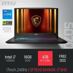 ⓒ MSI 소드 GF76 HX B14WGK-i7 QHD 16GB 4TB / 17인치 편집 고성능 게임 포토샵 캐드 AI 노트북