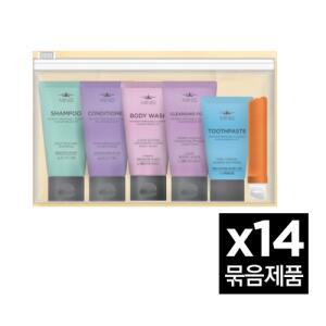 [LG생활건강]미니스 여행용세트 14개 1박스 삼푸 컨디셔너 폼클렌징 바디워시 치약 칫솔