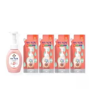 아이깨끗해 핸드워시 용기 복숭아 250ml 1개+리필 200ml 4개