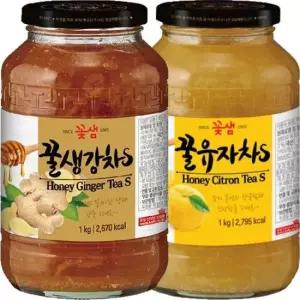 유자차 꽃샘 꿀생강차S 1kg+꿀유자차S 1kg