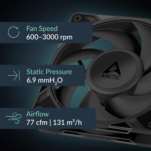 ARCTIC P12 Pro PST - 5팩 - 강력한 프리미엄 팬, Y-케이블 스플리터 포함 120mm PWM 팬, 600-3000RPM, 0RPM 5% PWM, 유체 다이내믹 베어링, 4핀 - 블랙