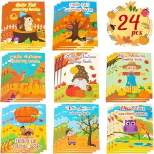90shine 24PCS 가을 용 컬러링북 2-4세 3-5세 4-8세 대량 구디백 스터퍼 파티용 인기 상품