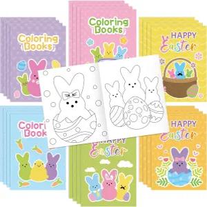 Dvbo 24Pc 부활절 토끼 색칠 책 - 달걀 사냥 DIY 컬러인 페이지 연필 대량 그림 책자 교실 보상 미술 활동