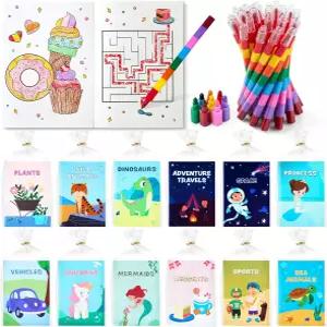 JOYIN 24팩 파티용 컬러링북 4-8인용 8색 크레용 미니 벌크 액티비티북 생일 선물 학생용