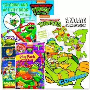 십대 돌연변이 닌자 거북이 색칠 및 활동 도서 세트 스티커 TMNT 3권 30개 이상