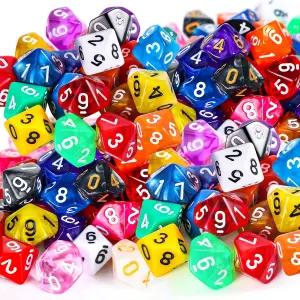 교실용 Skyletty 50개 10면 다이스 블랙 파우치 다면체 게임 세트 RPG MTG 테이블탑 롤플레잉 호환 가능