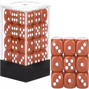 36피스 12mm 6면 미니 주사위 세트 D6 게임 보드 표준 휴대용 상자 브라운 포함
