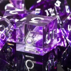 던전 앤 드래곤즈 D RPG MTG 테이블 게임용 AUSTOR 7-다이 DND 주사위 세트 수제 샤프 엣지 다면체 블랙