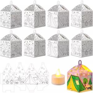 Gluglitter 36 LED 양초 조명이 포함된 캠핑 공예 키트 세트 나만의 캠프 DIY 랜턴 걸이 장식 여름 VBS