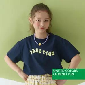 [베네통] 베네통키즈 로고프린팅 반팔티셔츠 네이비 BNKTS6N10T