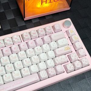 리틀 베어 부케 키캡 MOA 체리 프로파일 핑크 PBT 커스텀 기계식 키보드용 귀엽고 부드러운 플로럴 선물