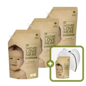 네이쳐러브메레 아기세탁세제 리필형 1300ml 3팩 [GIFT] 아기세제 리필 오리지널향 500ml 1팩+무형광 아기 세탁망 원형 중형 1개
