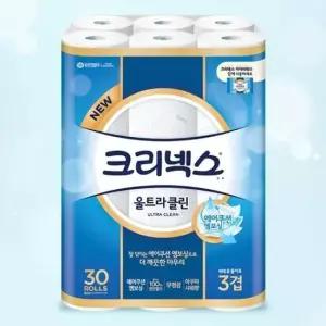 롤화장지 크리넥스 울트라클린 에어쿠션엠보싱 화장지 30롤 25m
