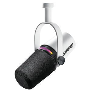 Shure MV7 팟캐스트 다이내믹 마이크 u2013 OBS 인증 향상된 오디오 LED 패널 USBC 및 XLR 출력 자동 레벨 모드 디지털 팝 필터 리버스 이펙트 스트리밍 녹음 화이트용