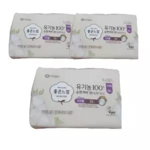 좋은느낌 유기농100%순면커버 팬티라이너, 수퍼롱, 28매, 3개