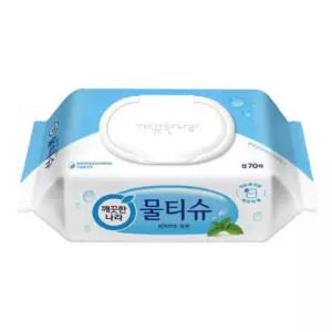 깨끗한나라 페퍼민트 블루 물티슈 캡형 70매 10팩