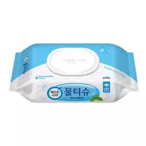 깨끗한나라 페퍼민트 엠보싱 물티슈 캡형 70매 10팩