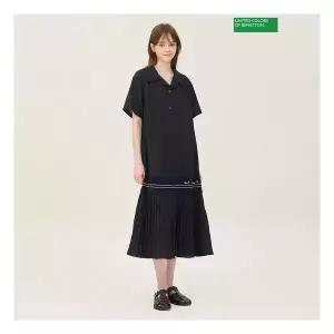 베네통 메쉬 라인 플리츠 원피스 BAOPA2631 513705