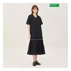 베네통 메쉬 라인 플리츠 원피스 BAOPA2631