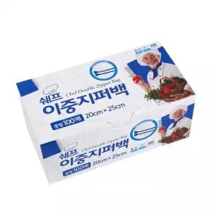지퍼백 (637321) 비닐 위생백 슬라이딩 쉐프 디디샵 100매 지퍼 이중 중형 20x25