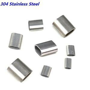 500Pcs 304 스테인레스 스틸 페럴 와이어 로프 압착 슬리브 타원형 케이블 클램프 클립 피팅 0.8mm-2mm
