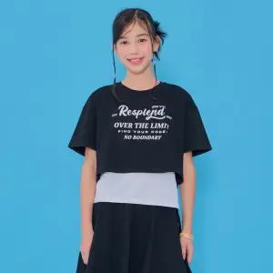 [3color]여아 나시 결합 크롭 레이어드 반팔티셔츠