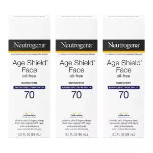 Neutrogena Age Shield 페이스 오일 프리 자외선 차단 로션 광범위한 스펙트럼 SPF 70 의 징후 방지 PABA 8