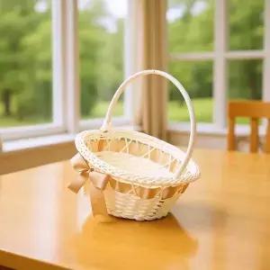 우아한 웨딩 꽃 바구니 손잡이가 있는 휴대용 수공예 러스틱 디자인 파티 선물 보관 장식용 과일