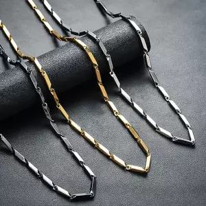 대나무체인목걸이 남녀공용 패션 레이어드 스틸 티타늄 남자 체인 목걸이 선물 악세사리 N008