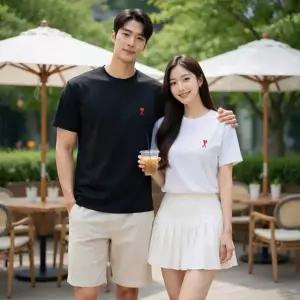 아미 스몰하트 로고 라운드 반팔티셔츠