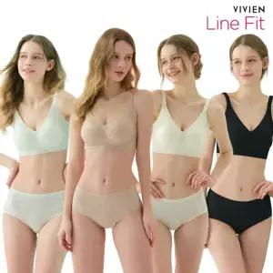 비비안 [방송히트] 라인핏18차 빅사이즈 메쉬 프리컷 골지 퓨징 브라렛 팬티 패키지 S-XXL)