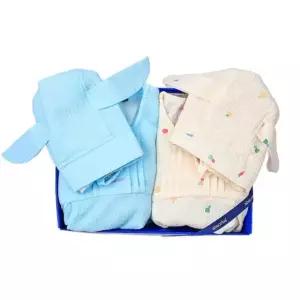 [갤러리아] (쌍둥이출산,백일,돌,아기외출우주복)셔벗7부우주복블루+크림세트(A13-22190SET)
