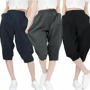 하랑이플 린넨 항아리 7부바지 절개 밴딩팬츠 루즈핏 빅사이즈 배기 엄마옷