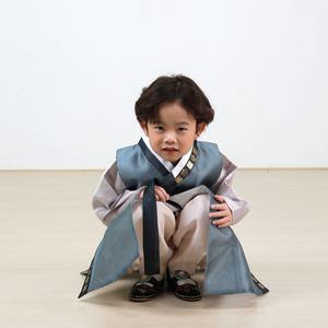 [한설한복]한설한복H5706 남아한복 시작의계절 그레이 금박 주니어 아동한복[1세-12세]