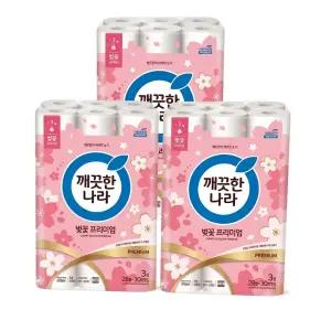 깨끗한나라 벚꽃 프리미엄 28m 30롤 x 3팩