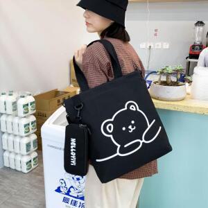 곰돌이 캔버스 보조가방 에코백 크로스백 보조파우치 데일리 대학생