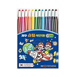 [MENOS73M_52GP]지구 지구색연필 슈퍼 색연필 줄무늬 12색