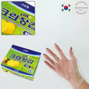 국산 위생장갑 크립 투명 크린 비닐장갑 400매 손목짧은 요리 김장 청소