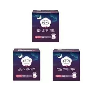 좋은느낌 입는 오버나이트 중형 8매 X 3팩 (총 24매) 편안한생리대 입는
