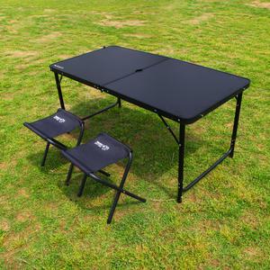 KALLUS CAMPING 접이식 3단 대형 테이블 블랙 1200mm+의자 2개 피크닉 나들이 낚시 야외 좌식 폴딩