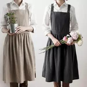 내츄럴 원피스 포켓 앞치마 미술작업 공방 주머니 요리사 미술용 다용도 주방
