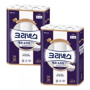 크리넥스 3겹 데코앤소프트 화이트 25Mx30롤 2팩