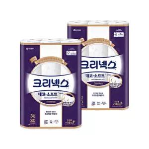 크리넥스 3겹 데코앤소프트 화이트 25MX30롤 2팩 (30롤+30롤)