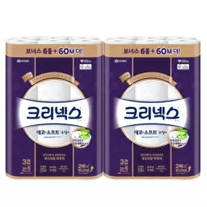크리넥스 데코소프트 수딩+ 3겹 24+6롤 x 2팩 /화장지/휴지