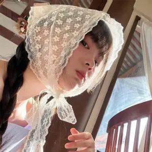 꽃무늬 레이스 헤어스카프 여성 패션 소품
