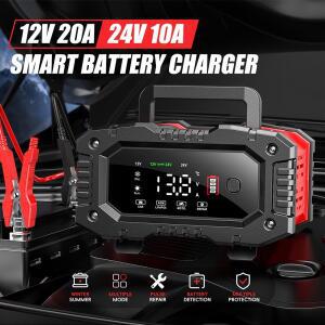 FOXSUR 20A10A 자동차 오토바이 배터리 12V24V 스마트 충전기 납산 LiFePO4