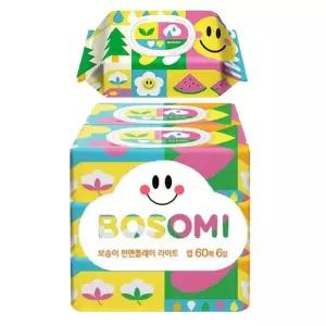 보솜이 저자극 캡형 물티슈 60매 6P 피부 보호 보습