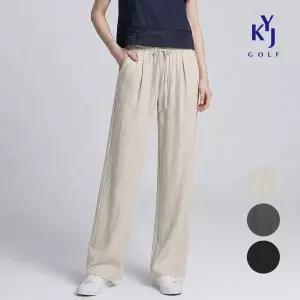 [김영주골프] 여름 린넨무드 쿨 밴딩 바지 여성 세미와이드 팬츠 KQMLSL84..