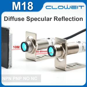 Cloweit M18 적외선 광전 스위치 센서  확산 반사 거울 DC 3 선 NPN  정상 개방 10M